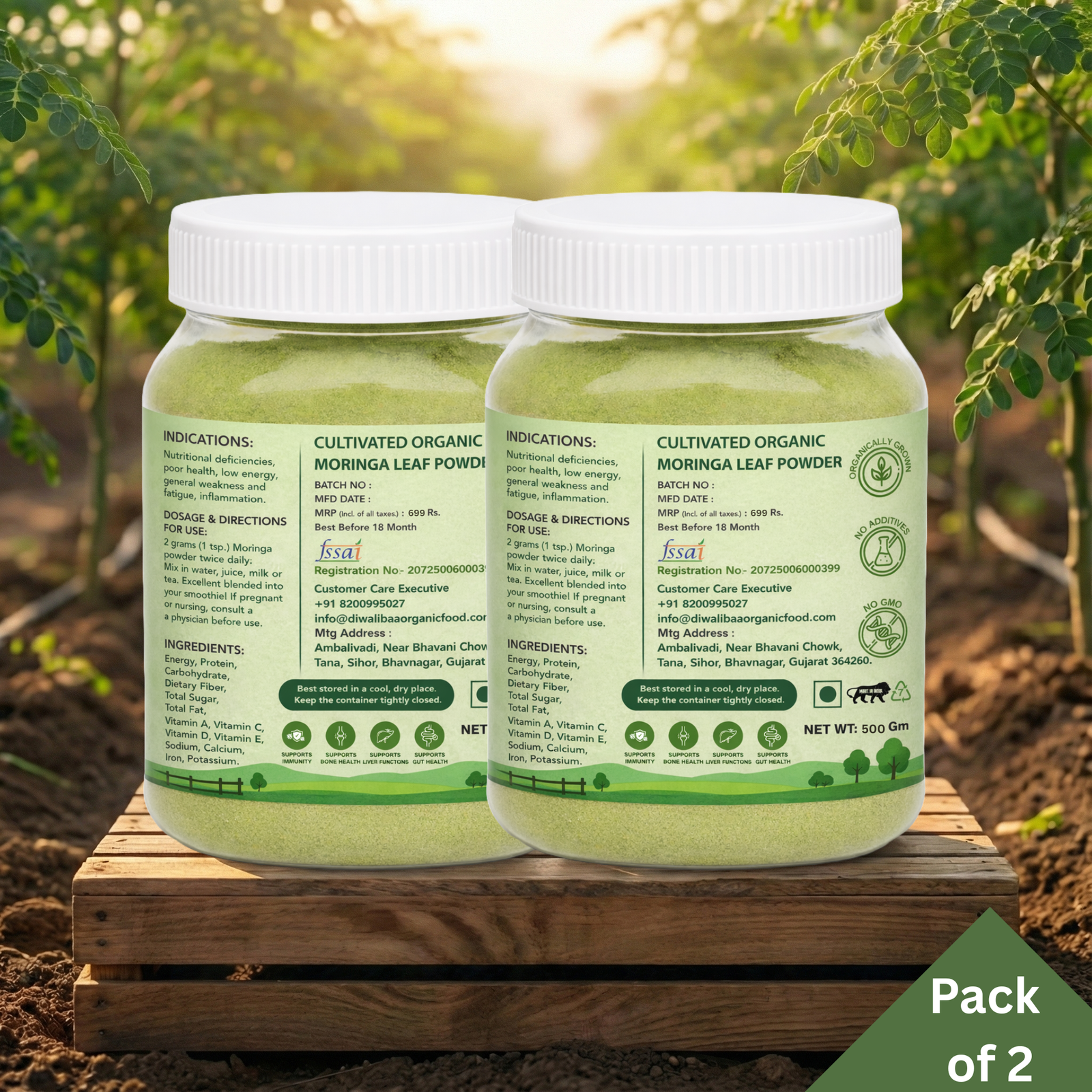 DIwalibaa Organics Organic Moringa Leaf Powder for Weight Loss 100% Natural For Hair|Skin|Superfood (Copy) - Image 2