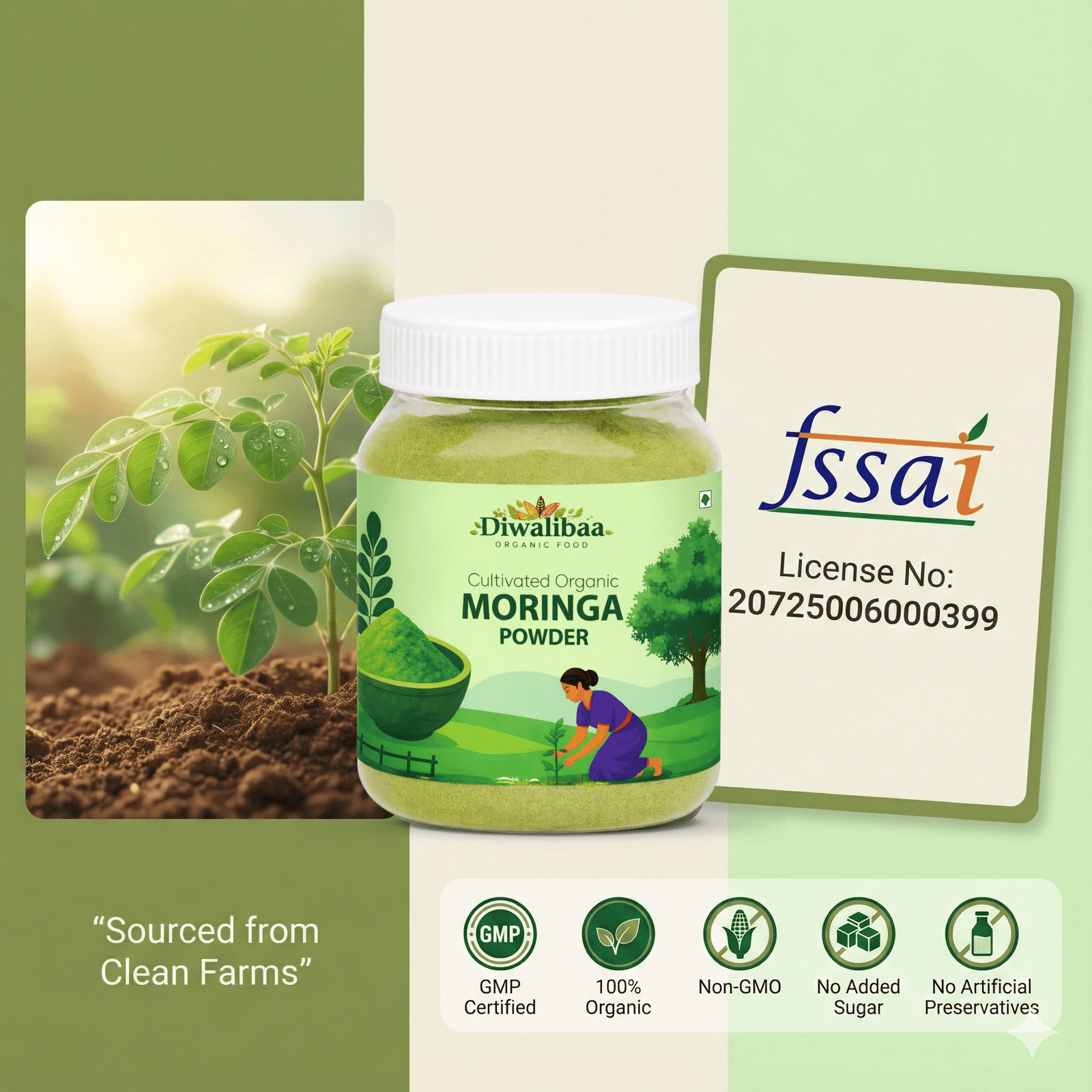 DIwalibaa Organics Organic Moringa Leaf Powder for Weight Loss 100% Natural For Hair|Skin|Superfood (Copy) - Image 6