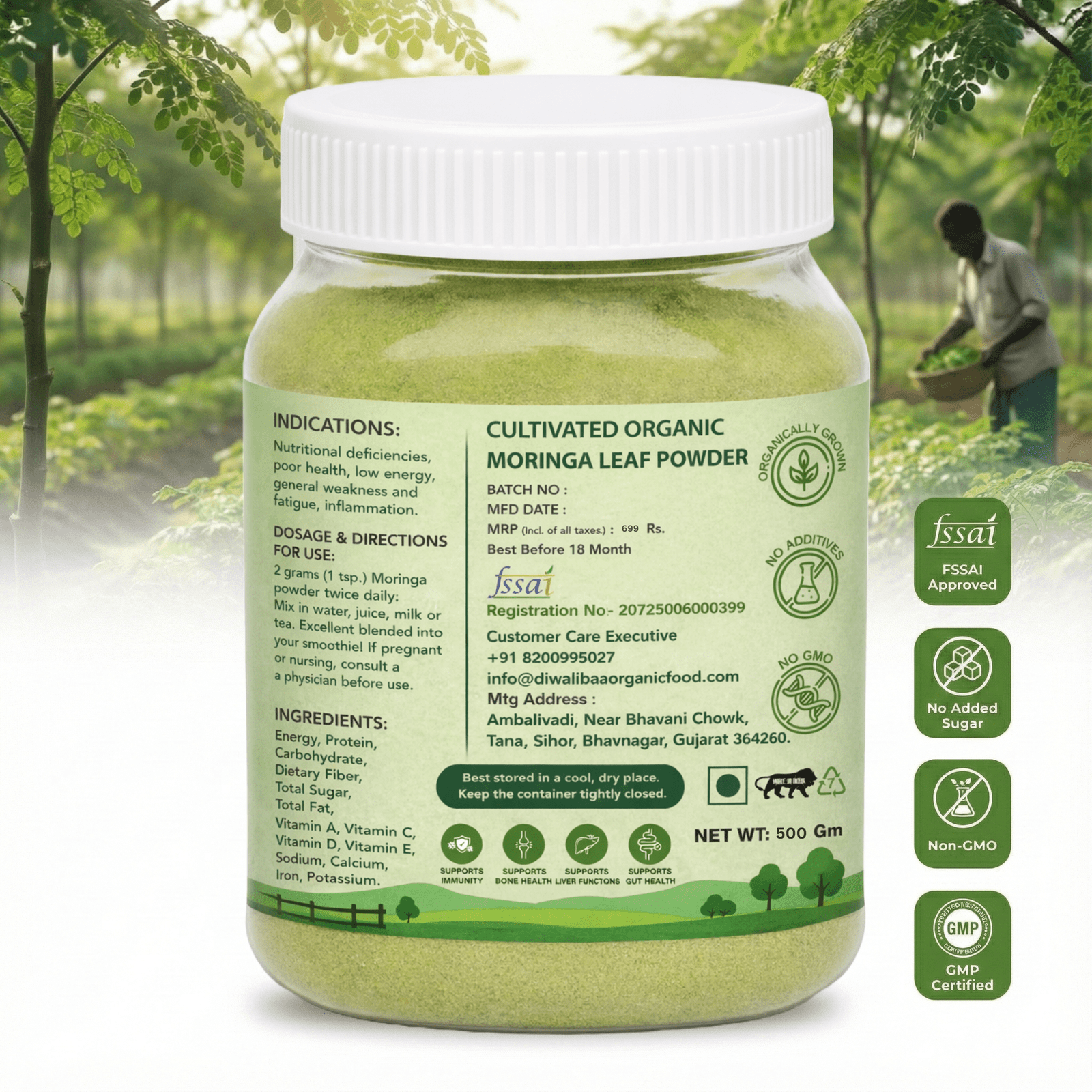 DIwalibaa Organics Organic Moringa Leaf Powder for Weight Loss 100% Natural For Hair|Skin|Superfood (Copy) - Image 2