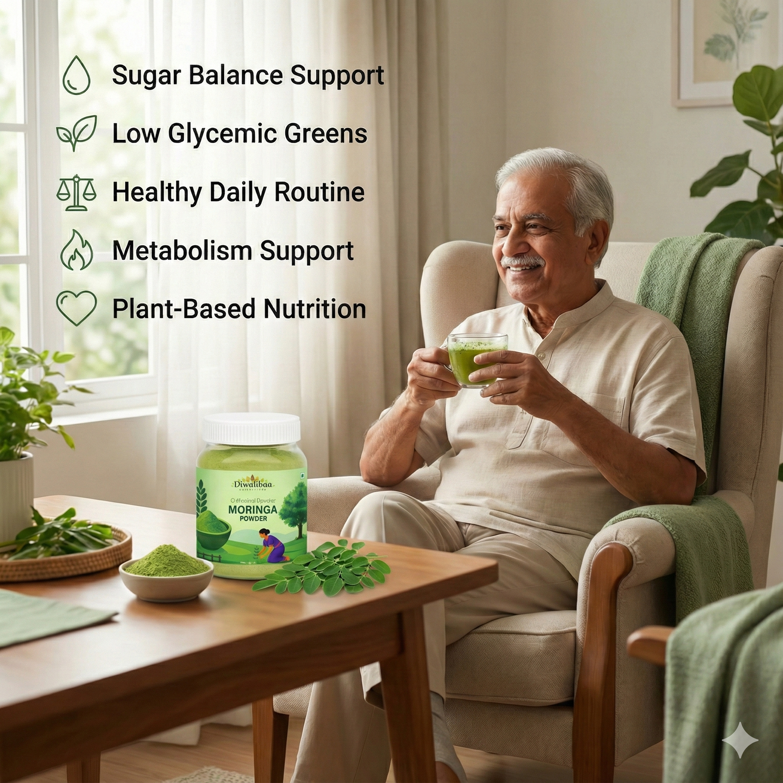 DIwalibaa Organics Organic Moringa Leaf Powder for Weight Loss 100% Natural For Hair|Skin|Superfood (Copy) - Image 4