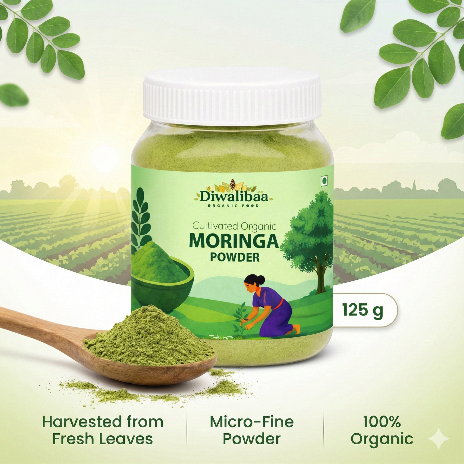 DIwalibaa Organics Organic Moringa Leaf Powder for Weight Loss 100% Natural For Hair|Skin|Superfood (Copy)