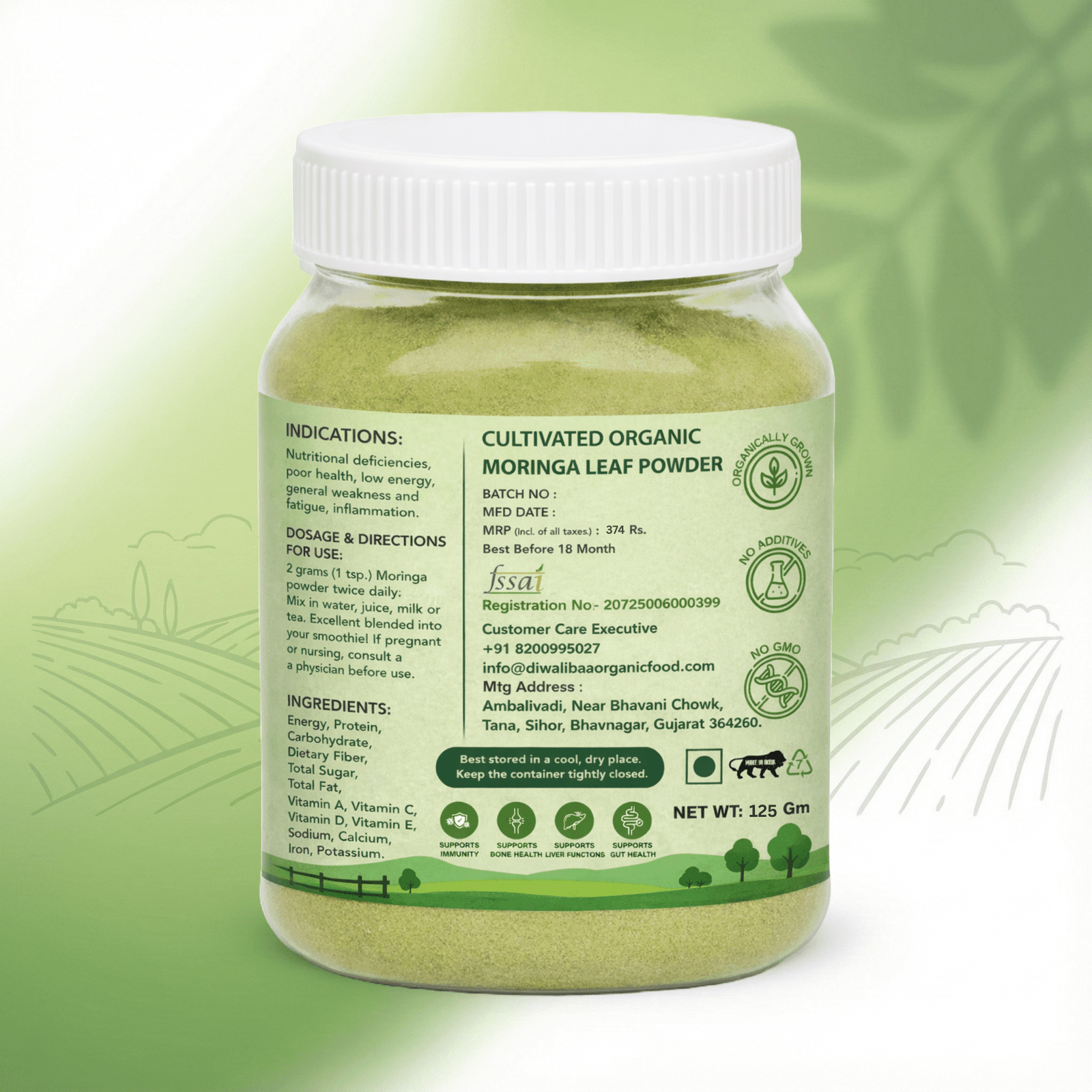 DIwalibaa Organics Organic Moringa Leaf Powder for Weight Loss 100% Natural For Hair|Skin|Superfood (Copy) - Image 2